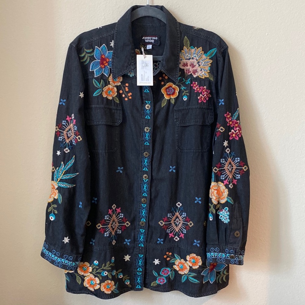 Johnny Was Francisca Denim Shirt Jacket